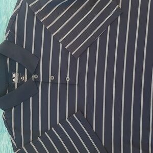 Adidas Men's Size 2 XL Dark Blue With White Stripes Pure Motion Polo Shirt